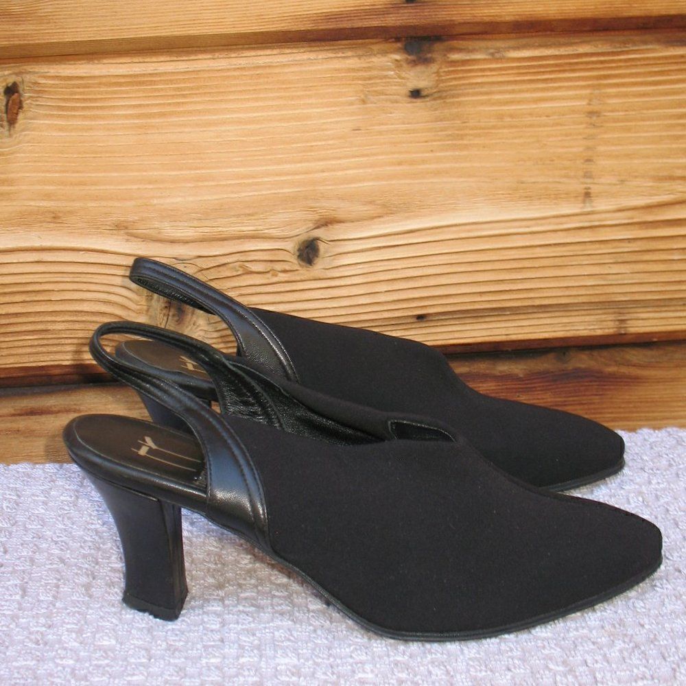 Thierry Rabotin Black Slingback Heels Shoes